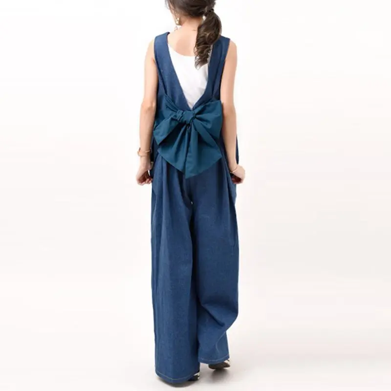 Summer Office Ladies Korean Style Black Jumpsuits Women Plus Size Loose Wide Legs Backless Bowknot Female Elegant Rompers 
Summer Office Ladies Korean Style Black Jumpsuits Women Plus Size Loose Wide Legs Backless Bowknot Female Elegant Rompers