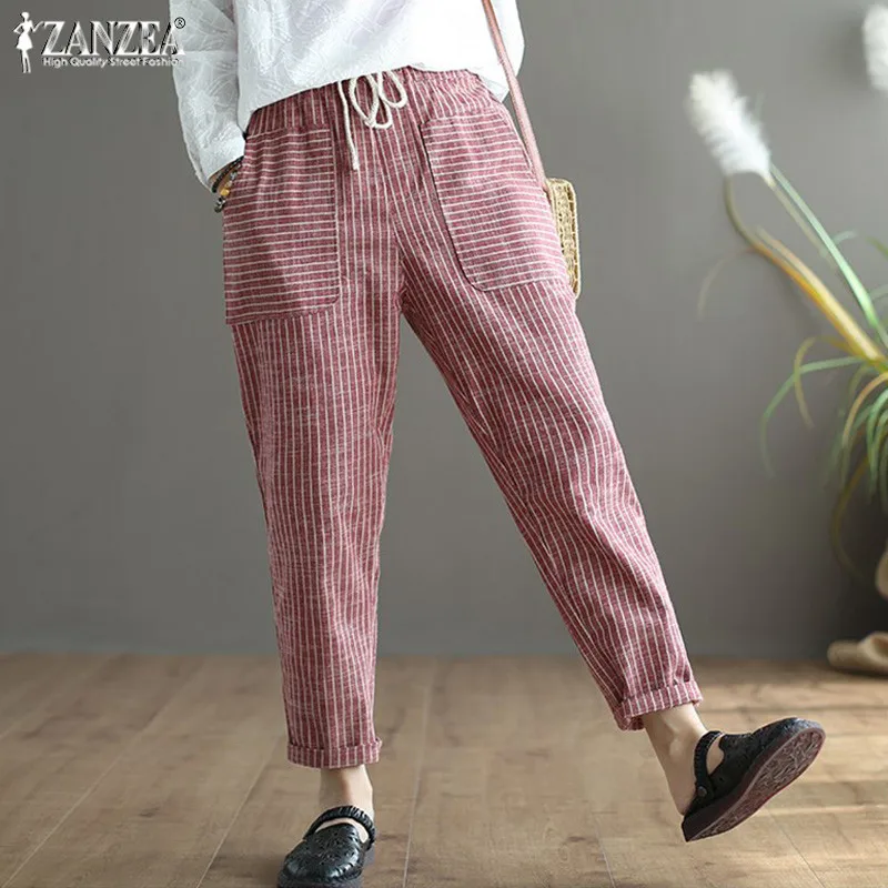 Oversized Striped Trousers Women's Pants ZANZEA 2019 Vintage Woman Drawstring Harem Pants Female Casaul Linen Pantalon Palazzo
Oversized Striped Trousers Women's Pants ZANZEA 2019 Vintage Woman Drawstring Harem Pants Female Casaul Linen Pantalon Palazzo