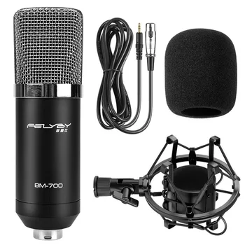 FELYBY Professional wired 3.5mm BM-700 karaoke microphone handheld condenser microphone 
FELYBY Professional wired 3.5mm BM-700 karaoke microphone handheld condenser microphone