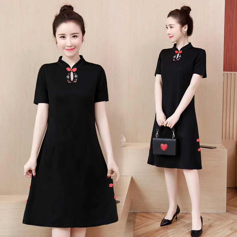 2019 chinese dress qipao handmade button dress short sleeve chinese mandarin collar cheongsam black qi pao flower print
2019 chinese dress qipao handmade button dress short sleeve chinese mandarin collar cheongsam black qi pao flower print