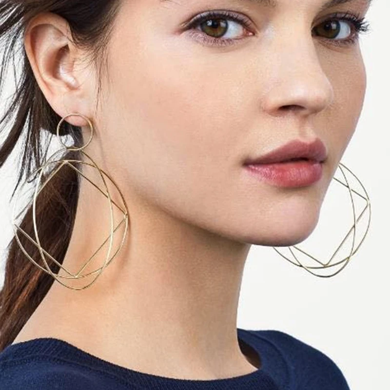 SRCOI Personality Hollow Gold Color Earrings Big Geometric Statement Dangle Earrings Women Zinc Alloy Long Party Trendy Jewelry
SRCOI Personality Hollow Gold Color Earrings Big Geometric Statement Dangle Earrings Women Zinc Alloy Long Party Trendy Jewelry