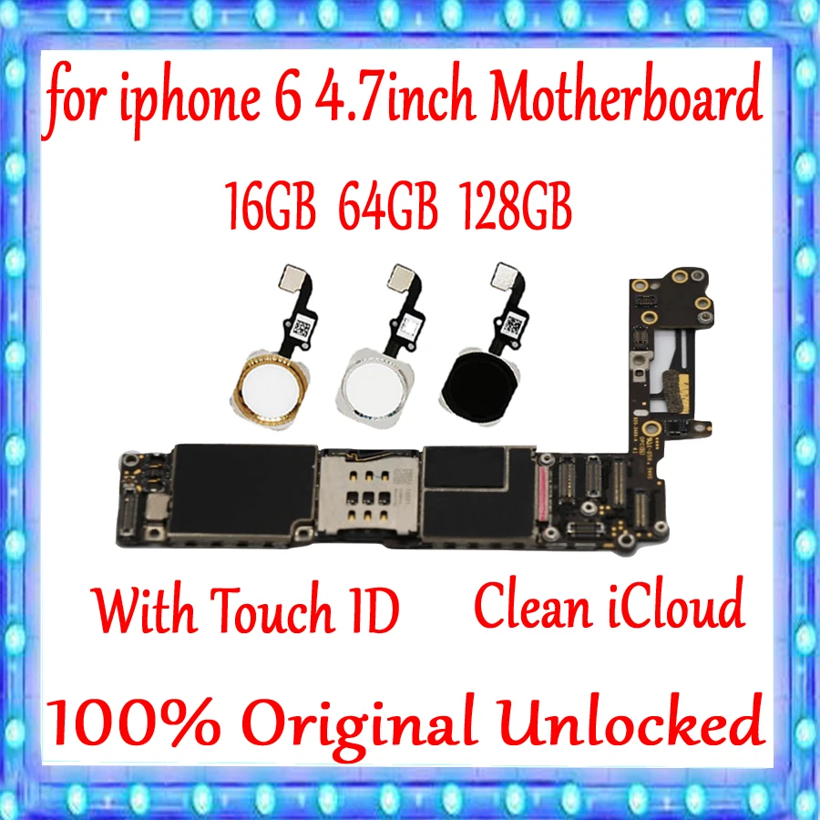 16gb 64gb 128gb For iPhone 6 4.7inch Motherboard 100% Original unlocked Mainboard for iphone 6 Logic board With Touch ID Plate
16gb 64gb 128gb For iPhone 6 4.7inch Motherboard 100% Original unlocked Mainboard for iphone 6 Logic board With Touch ID Plate
