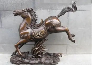 China red Bronze Carved Galloping horse in the steppe Lucky technics statuary 
China red Bronze Carved Galloping horse in the steppe Lucky technics statuary