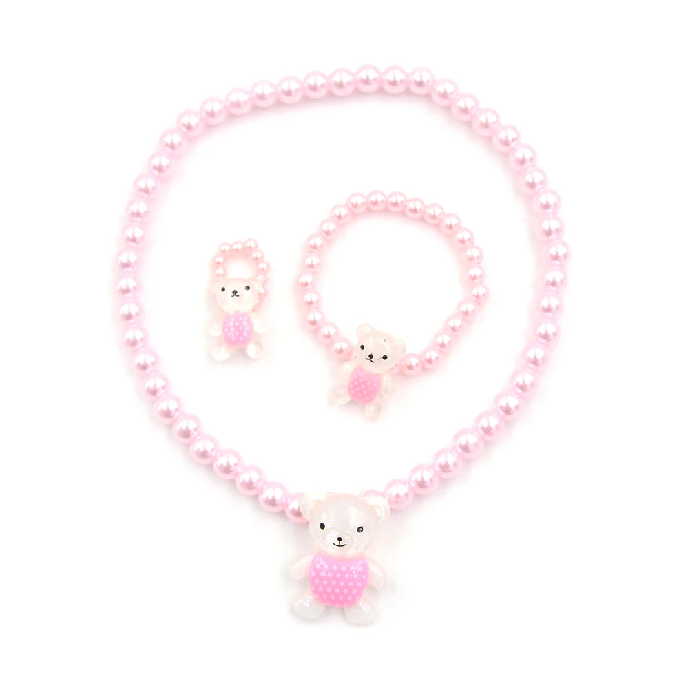 Kids Baby Girl's Imitation Pearls Beaded Animal Designed Rabbit Bear Necklace Bracelet Rings Jewelry Set
Kids Baby Girl's Imitation Pearls Beaded Animal Designed Rabbit Bear Necklace Bracelet Rings Jewelry Set