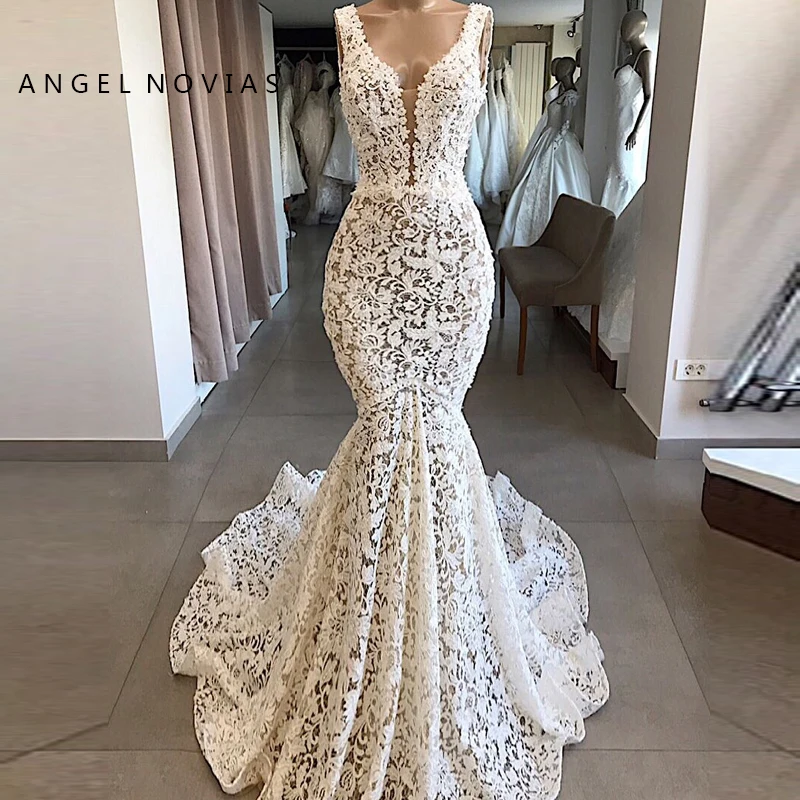 Long Backless V Neck Lace Mermaid Wedding Dresses 2019 Custom Made Bridal Gown voile mariage robe de mariee
Long Backless V Neck Lace Mermaid Wedding Dresses 2019 Custom Made Bridal Gown voile mariage robe de mariee