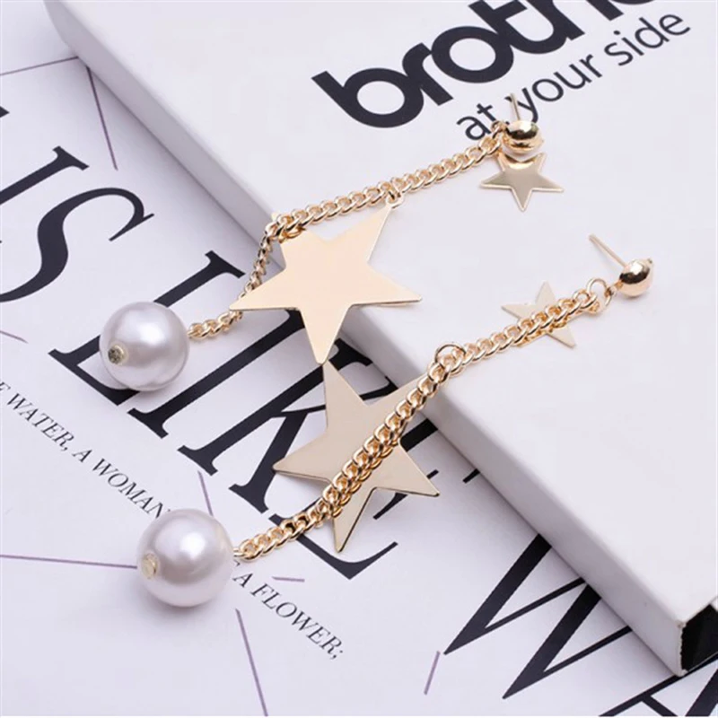 Korean Simulated Pearl Long Tassel Drop Earrings For Women Sweet Star Dangle Earrings Brincos Party Jewelry Gift Wholesale
Korean Simulated Pearl Long Tassel Drop Earrings For Women Sweet Star Dangle Earrings Brincos Party Jewelry Gift Wholesale