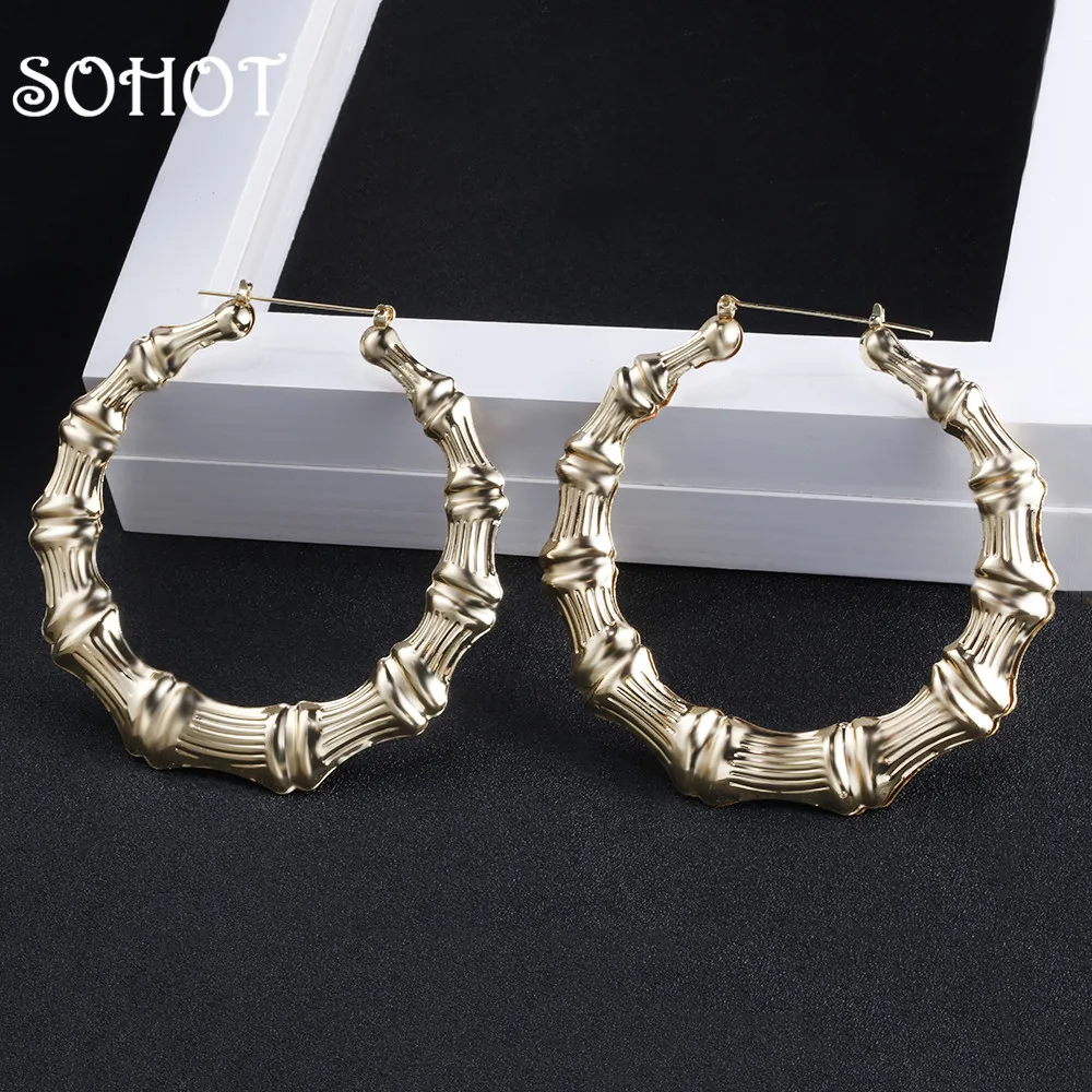 SOHOT Trendy Classic Bamboo Hoop Earrings European Popular Gold Silver Color Hyperbole Jewelry Statement For Women Wedding Gift
SOHOT Trendy Classic Bamboo Hoop Earrings European Popular Gold Silver Color Hyperbole Jewelry Statement For Women Wedding Gift