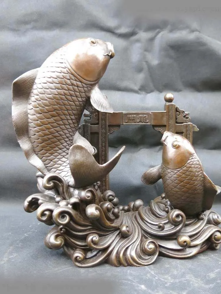 12' Chinese purple bronze carved carp Jumping dragon door Sculpture Statue A(0505)
12' Chinese purple bronze carved carp Jumping dragon door Sculpture Statue A(0505)