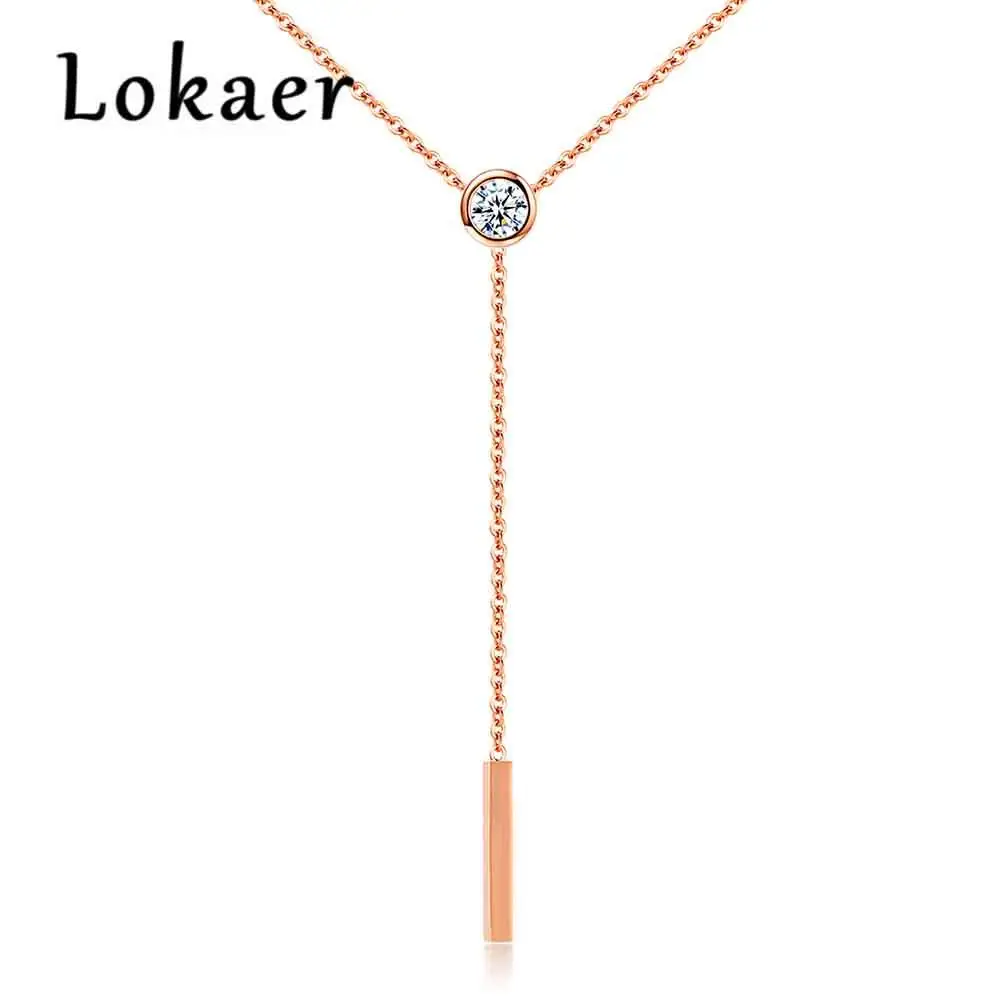 Lokaer Fine Style Creative Tassel Cubic Zirconia Pendant Necklaces Rose Gold Color Stainless Steel Female Chain Necklace LGX1279
Lokaer Fine Style Creative Tassel Cubic Zirconia Pendant Necklaces Rose Gold Color Stainless Steel Female Chain Necklace LGX1279