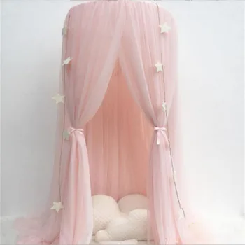 

Net Yarn 240CM Hanging Kids Baby Bedding Dome Bed Canopy Cotton Mosquito Net Bedcover Curtain For Baby Kids Home Decor