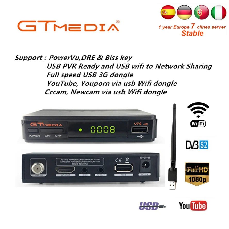 GTMedia Freesat V7S HD FTA Digital Satellite TV Receiver DVB-S2/S Support BissKey 1080P
GTMedia Freesat V7S HD FTA Digital Satellite TV Receiver DVB-S2/S Support BissKey 1080P