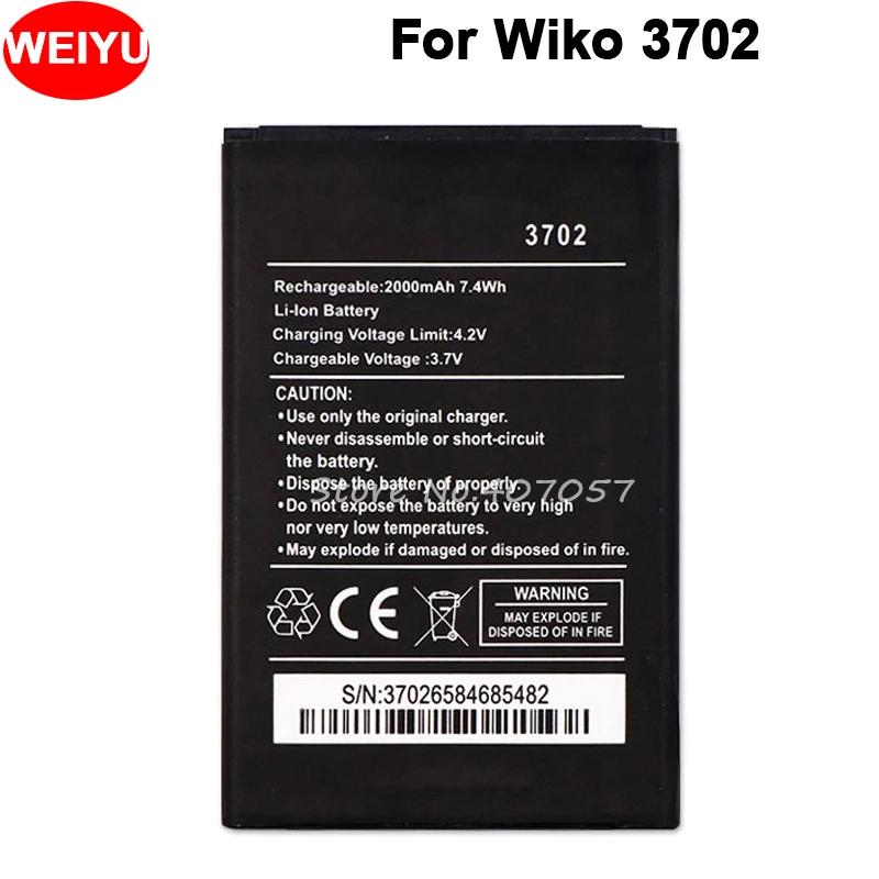 For Wiko 3702 Battery Phone 2000mAh Large Capacity Battery Good Quality For Wiko 3702
For Wiko 3702 Battery Phone 2000mAh Large Capacity Battery Good Quality For Wiko 3702