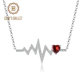 GEM'S BALLET Natural Red Garnet 925 Sterling Silver Heartbeat Love Electrocardiogram Pendant Necklace for Women Wedding Jewelry
GEM'S BALLET Natural Red Garnet 925 Sterling Silver Heartbeat Love Electrocardiogram Pendant Necklace for Women Wedding Jewelry