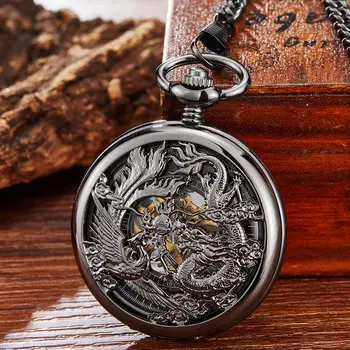 Vintage Black Mechanical Pocket Watch Dragon Phoenix Hand Winding Hollow Fob Watch Men Women Retro Necklace Chain Gift
Vintage Black Mechanical Pocket Watch Dragon Phoenix Hand Winding Hollow Fob Watch Men Women Retro Necklace Chain Gift