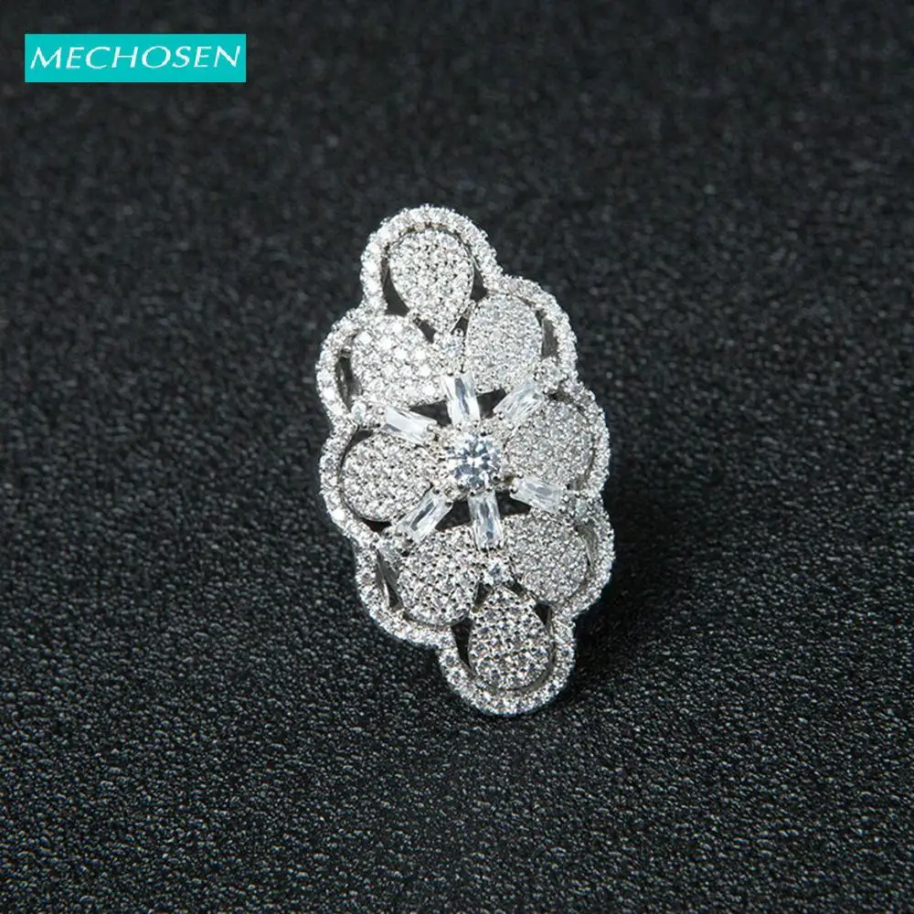 MECHOSEN Luxury Wide Ring Shiny Flower AAA Zircon Silver Color Jewelry Women Engagement Bride Wedding Copper Finger Ornament New
MECHOSEN Luxury Wide Ring Shiny Flower AAA Zircon Silver Color Jewelry Women Engagement Bride Wedding Copper Finger Ornament New