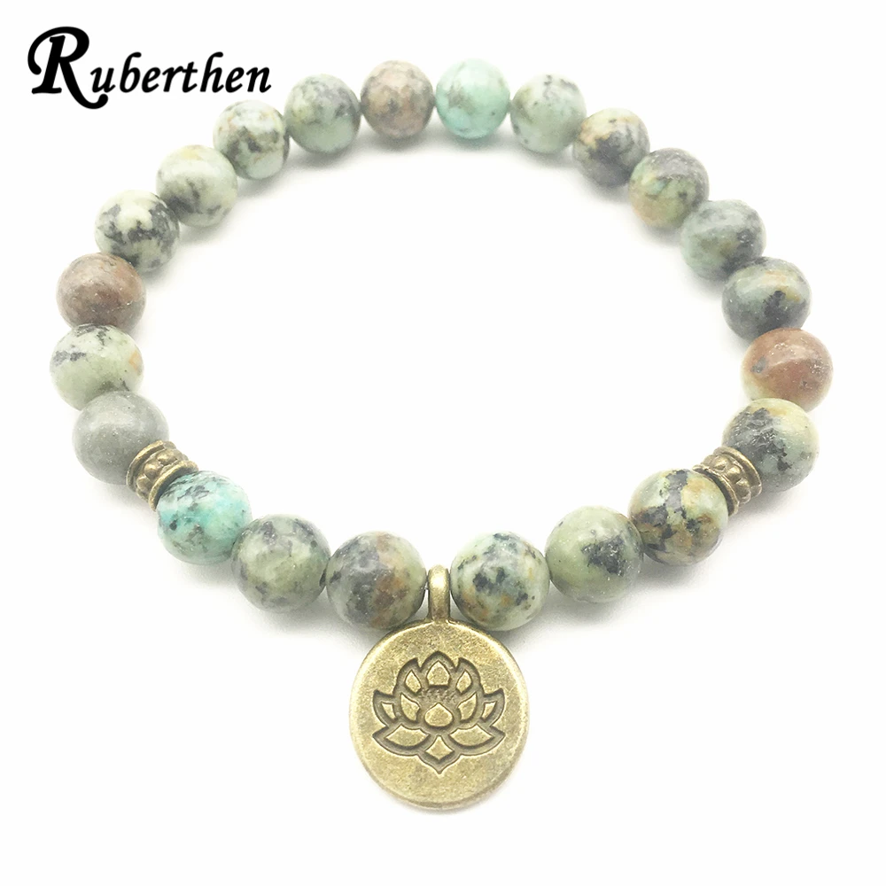 Ruberthen Bronze Lotus Yogi Bracelet Nature African Tuquoise Bracelet Men`s Balance Healing Energy Jewelry Drop Shipping
Ruberthen Bronze Lotus Yogi Bracelet Nature African Tuquoise Bracelet Men`s Balance Healing Energy Jewelry Drop Shipping
