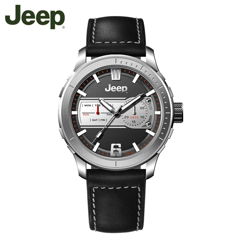 Наручные часы Jeep оригинал люксовый бренд мужские кварцевые с кожаной пряжкой