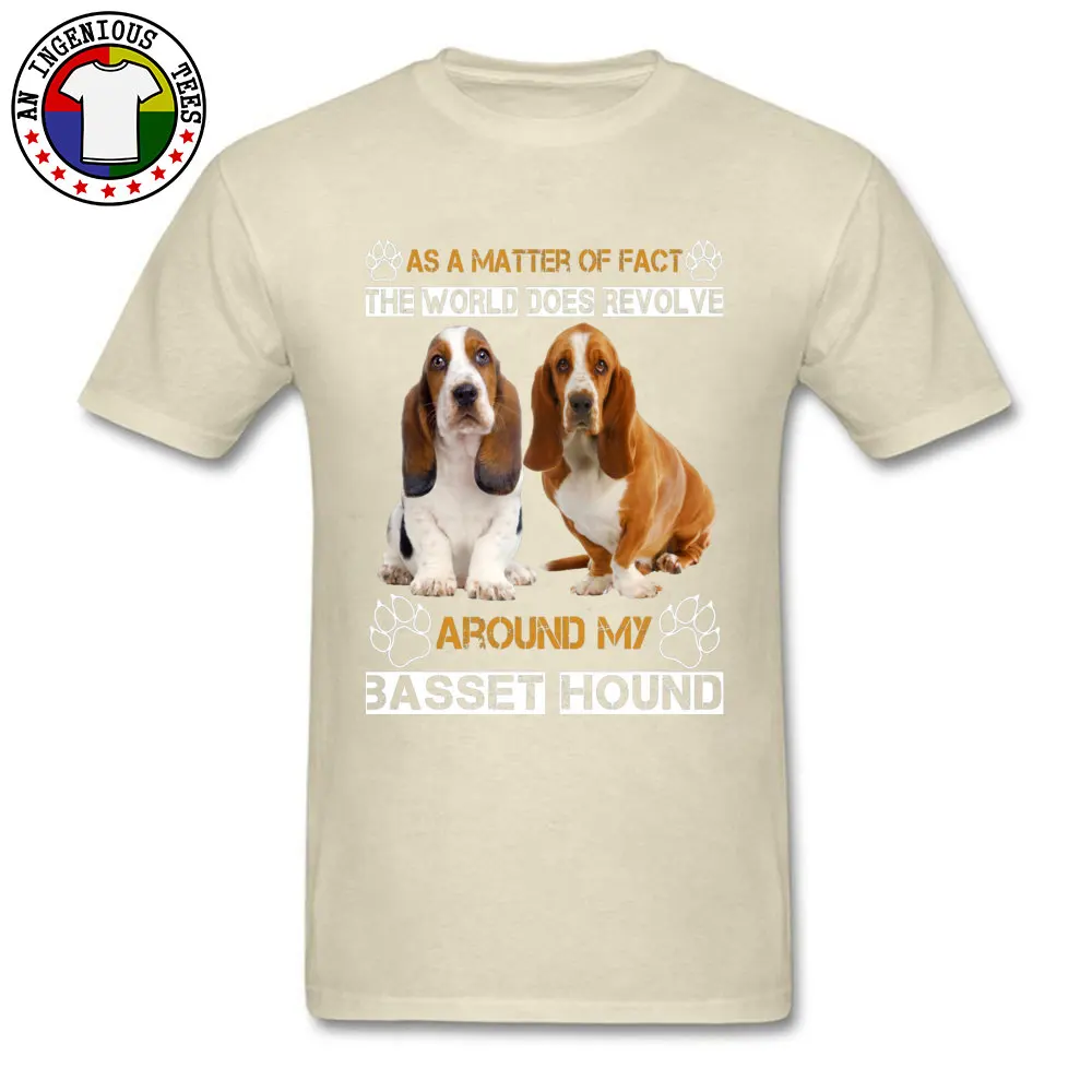 Wholesale Basset Hound 11731 Custom Tshirts Crewneck All Cotton Young Tops & Tees Short Sleeve Summer Fall Custom Tshirts Basset Hound 11731 beige