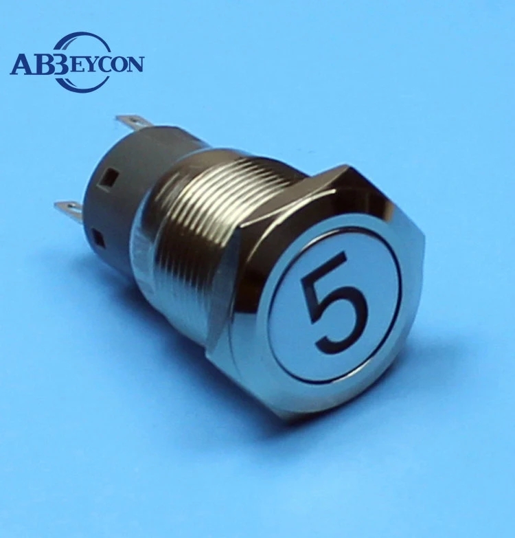 1977Z latching Professional number "5" logo illuminated 1NO1NC metal button 19mm push button switch
1977Z latching Professional number "5" logo illuminated 1NO1NC metal button 19mm push button switch