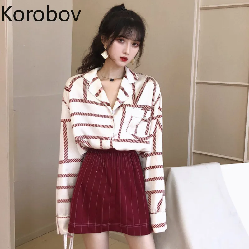 Korobov Korean Fashion Striped Print Women Blouse Long Sleeve Turn-down Collar Female Shirts Vintage Casual Mujer Blusas 77244
Korobov Korean Fashion Striped Print Women Blouse Long Sleeve Turn-down Collar Female Shirts Vintage Casual Mujer Blusas 77244