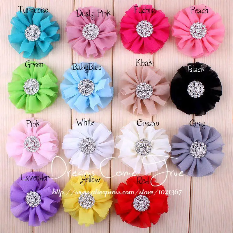 20pcs/lot 6.5CM 15 Colors Tulle Handmade Fabric Chiffon Flower Accessories With Bling Rhinestone Button For Baby Girls Headwear 
20pcs/lot 6.5CM 15 Colors Tulle Handmade Fabric Chiffon Flower Accessories With Bling Rhinestone Button For Baby Girls Headwear