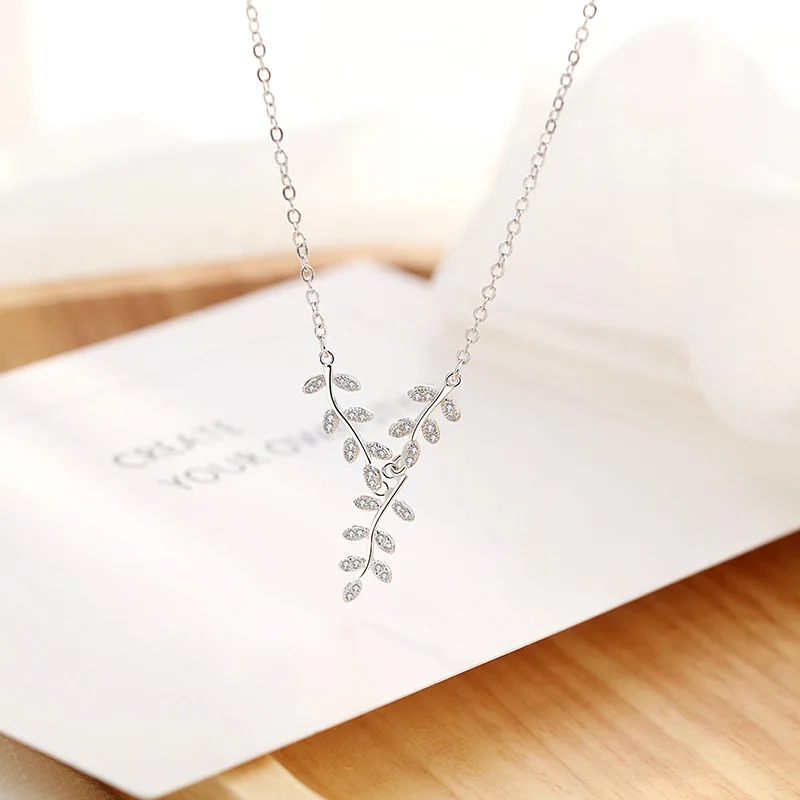 Fashion Charm Women Crystal Leaf Necklaces Jewelry 925 Sterling Silver Choker Necklaces Pendants For Women Girls Gifts Colar
Fashion Charm Women Crystal Leaf Necklaces Jewelry 925 Sterling Silver Choker Necklaces Pendants For Women Girls Gifts Colar