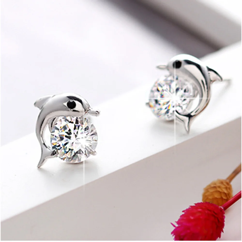 Chic Cute Silver color Crystal Rhinestone Zircon Dolphin Stud Earrings Gift for Women Girls
Chic Cute Silver color Crystal Rhinestone Zircon Dolphin Stud Earrings Gift for Women Girls