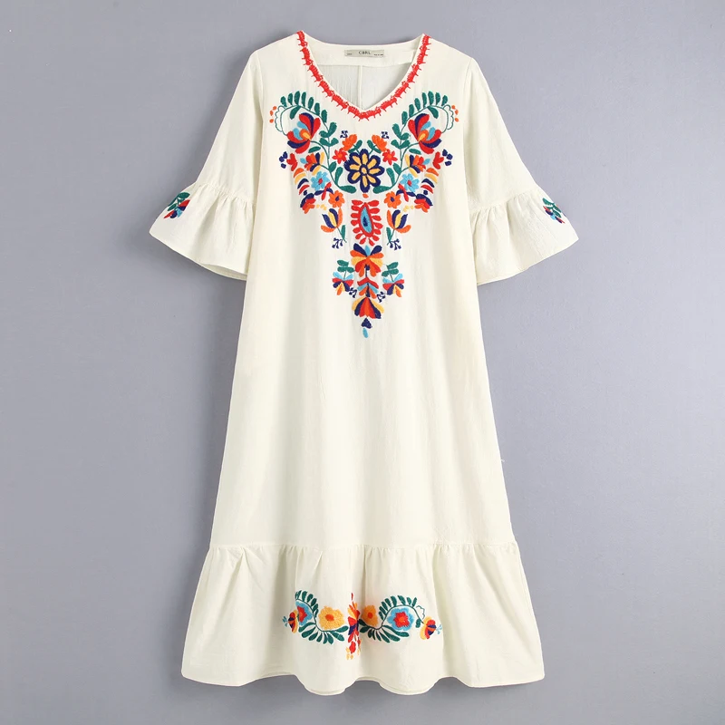 National Embroidered Flower Dresses Womens Ruffled Short Sleeve Dress Women Oversized White Long Dresses Female V Neck Dress EG1
National Embroidered Flower Dresses Womens Ruffled Short Sleeve Dress Women Oversized White Long Dresses Female V Neck Dress EG1