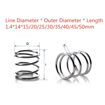 10pcs 304 pressure spring short compression spring Wire diameter 1.4* outside diameter14* length 15-50
10pcs 304 pressure spring short compression spring Wire diameter 1.4* outside diameter14* length 15-50