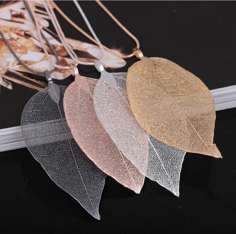 New natural true leaf gold-plated long necklace of Europe and America directly, simple leaf sweater chain with personality
New natural true leaf gold-plated long necklace of Europe and America directly, simple leaf sweater chain with personality