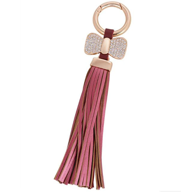 Fashion Crystal Bow-knot Keychain PU Leather Tassels Bag Pendant Car Key Chain Ring Key Holder Jewelry for Women R258
Fashion Crystal Bow-knot Keychain PU Leather Tassels Bag Pendant Car Key Chain Ring Key Holder Jewelry for Women R258