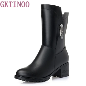 Genuine leather Mid-Calf Boots Square Heels Women Winter Shoes With Warm Fur Inside Fashion Brief Style Shoe For Women
Genuine leather Mid-Calf Boots Square Heels Women Winter Shoes With Warm Fur Inside Fashion Brief Style Shoe For Women