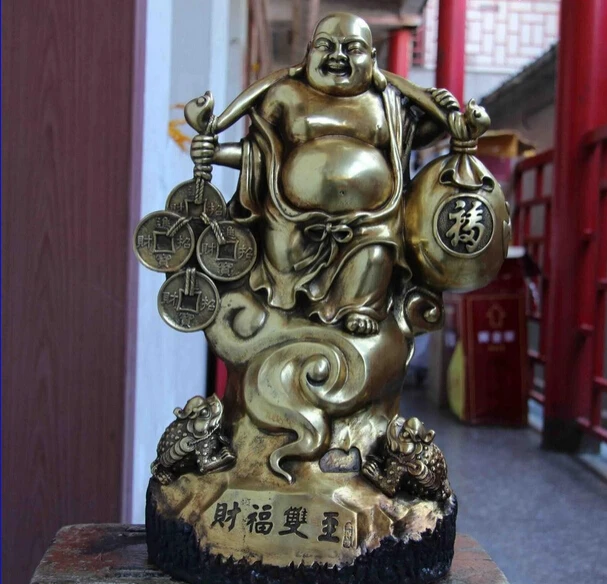 S0822 16 Temple Copper Bronze Gild Lucky Money Coin Wealth Toad Maitreya Buddha Statue D0318
S0822 16 Temple Copper Bronze Gild Lucky Money Coin Wealth Toad Maitreya Buddha Statue D0318