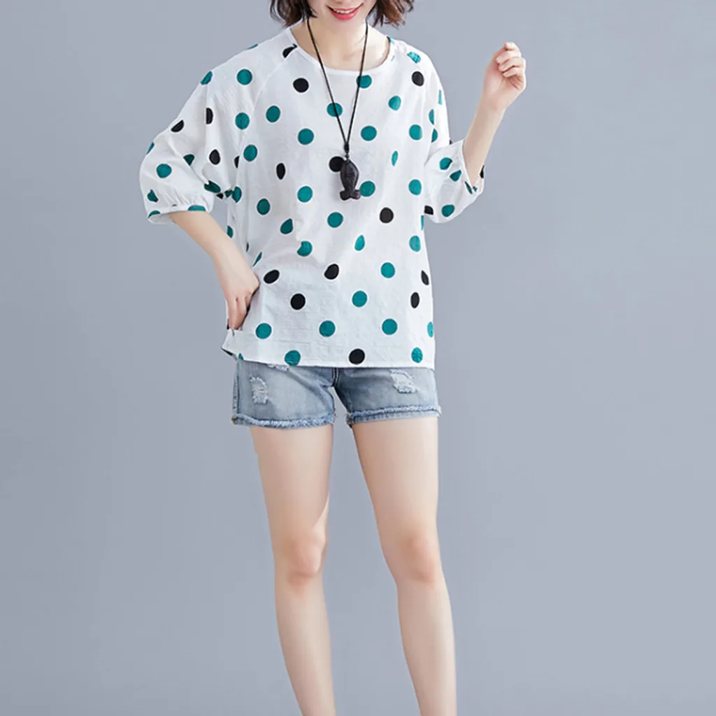 Women Tshirt Fashion Print Dot Summer Tees Tops Loose O-Neck Printed Shirts Top Women Tshirt tops mujer verano
Women Tshirt Fashion Print Dot Summer Tees Tops Loose O-Neck Printed Shirts Top Women Tshirt tops mujer verano