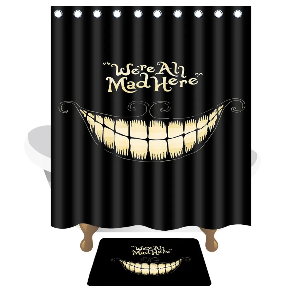 180X150cm Waterproof Shower Curtain Set Alice in Wonderland We are mad Designer Curtain Bath Mat Bathroom Home Decor with Hooks
180X150cm Waterproof Shower Curtain Set Alice in Wonderland We are mad Designer Curtain Bath Mat Bathroom Home Decor with Hooks