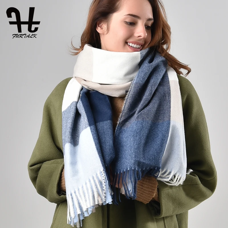 FURTALK Wool Plaid Scarf for Women Winter Luxury Brand Poncho Shawls Plaid foulard femme Long hijab scarf for Female
FURTALK Wool Plaid Scarf for Women Winter Luxury Brand Poncho Shawls Plaid foulard femme Long hijab scarf for Female