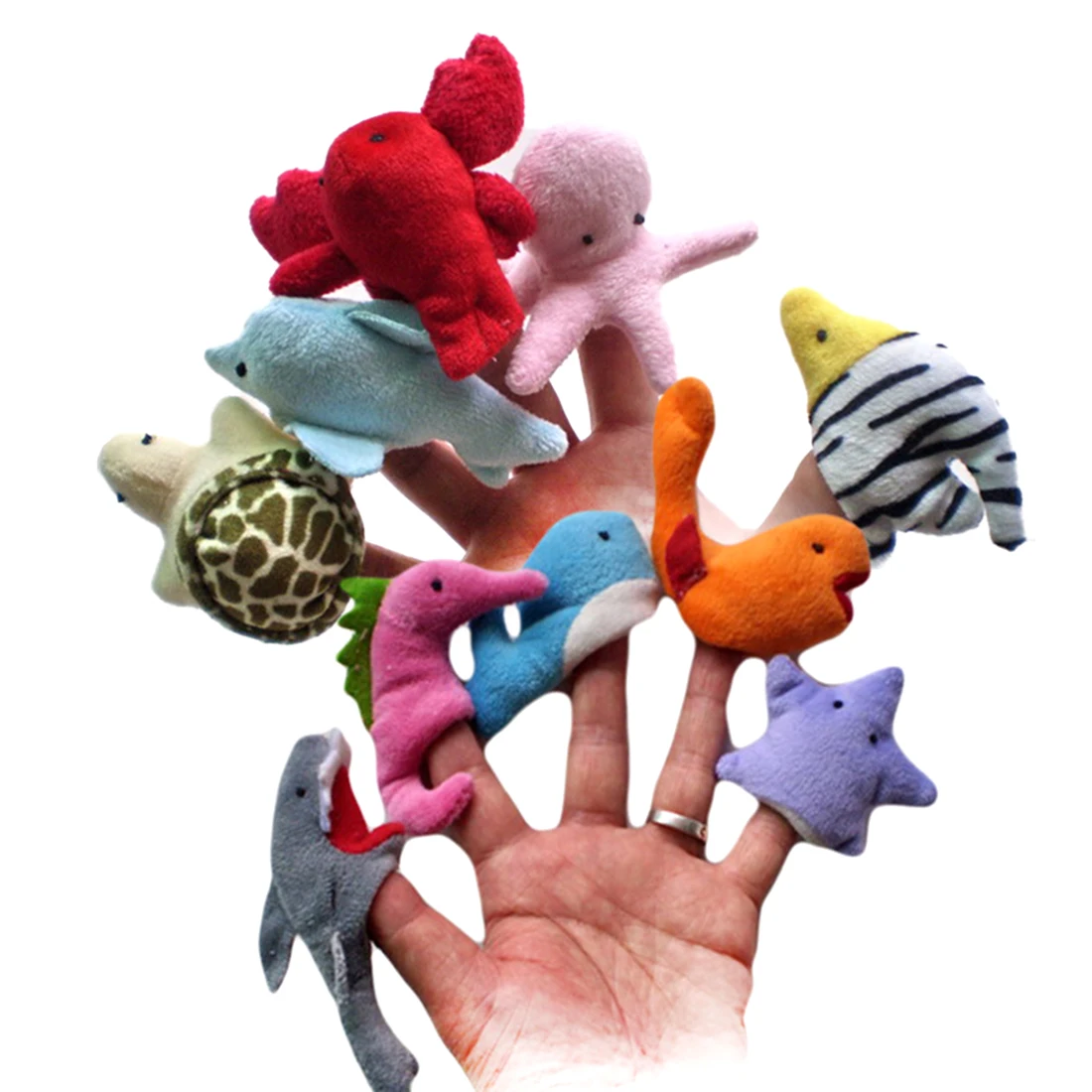 Funny 10Pcs Soft Plush Marine Animal Finger Puppet Set Children story Telling Helper Hand Puppet Dolls
Funny 10Pcs Soft Plush Marine Animal Finger Puppet Set Children story Telling Helper Hand Puppet Dolls