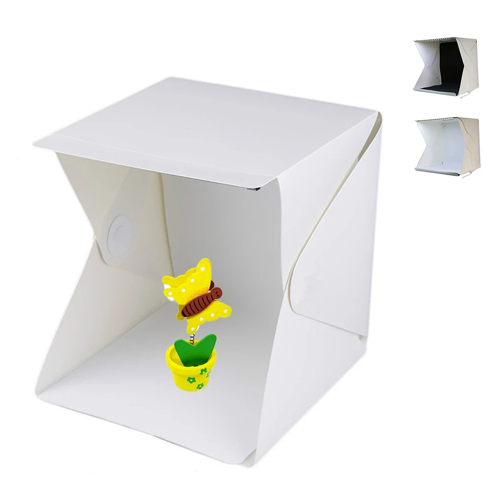Mini Folding Light box Portable Photo Studio Shooting Tent with LED Light, Foldable Lightbox for Photography with 2 Packground
Mini Folding Light box Portable Photo Studio Shooting Tent with LED Light, Foldable Lightbox for Photography with 2 Packground