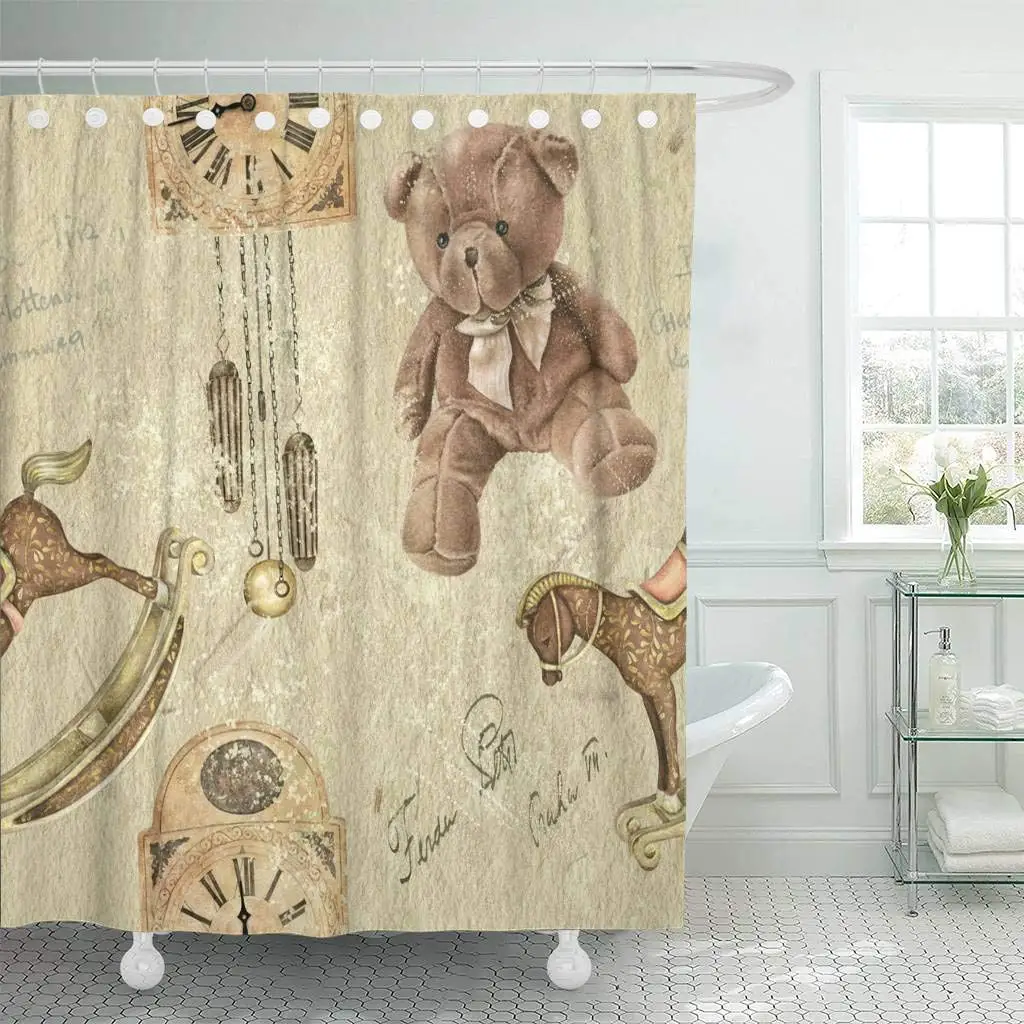 Shower Curtain Brown Pet Watercolor Vintage with Old Fashioned Clock and Toys Pink Amusing Animal Baby Bathroom
Shower Curtain Brown Pet Watercolor Vintage with Old Fashioned Clock and Toys Pink Amusing Animal Baby Bathroom