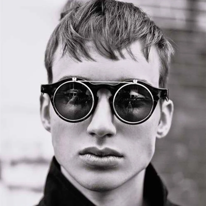 JackJad 2021 Модные Винтажные круглые солнцезащитные очки в стиле стимпанк с откидной