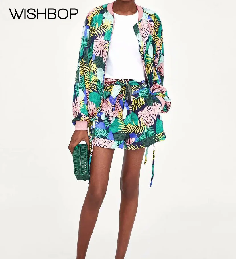 2018 New Tropical Print Bomber Jacket + Tropical Print Bermuda Shorts With Tied Belt - Two Piece Sets/2 Pc Shorts Jacket Set
2018 New Tropical Print Bomber Jacket + Tropical Print Bermuda Shorts With Tied Belt - Two Piece Sets/2 Pc Shorts Jacket Set