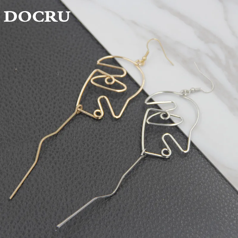 Funny face contours retro female earrings | Украшения и аксессуары