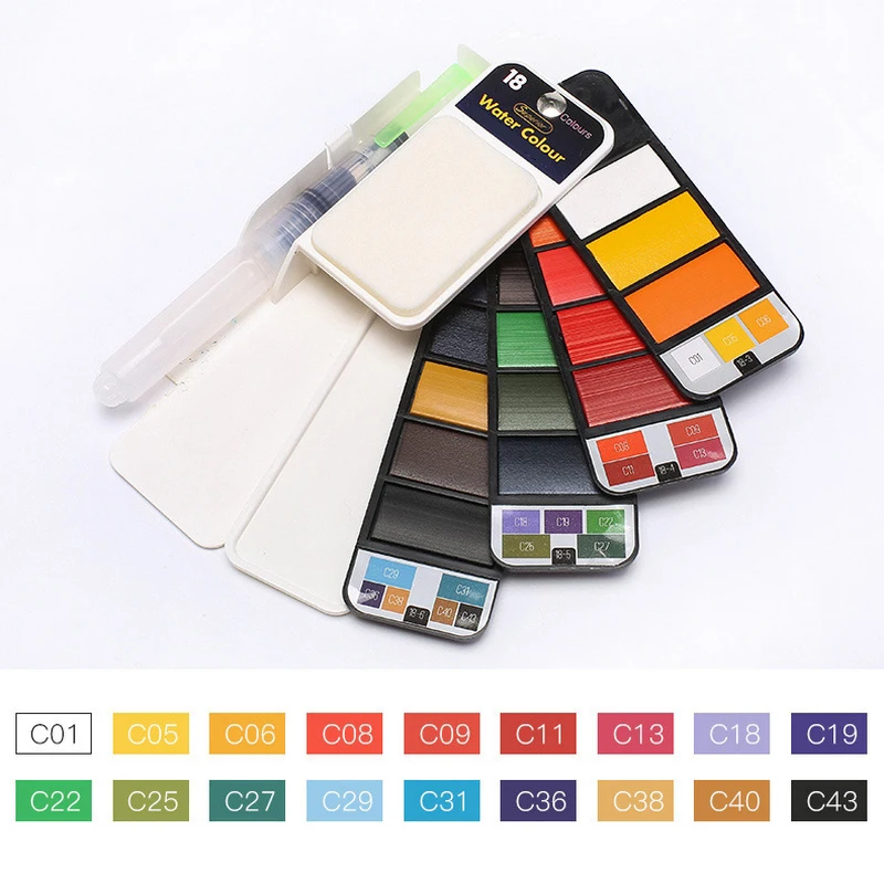 18/25/33/42 Solid Watercolor Paint Set with Water Brush Pen Foldable Travel Water Color Pigment for Painting
18/25/33/42 Solid Watercolor Paint Set with Water Brush Pen Foldable Travel Water Color Pigment for Painting