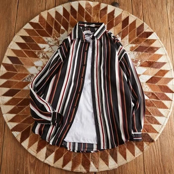 Korean Harajuku Striped Shirts Men Chiffon Pajamas Autumn Hip Hop Streetwear Casual Loose Couple Men Dress Shirts Long Sleeve 5
Korean Harajuku Striped Shirts Men Chiffon Pajamas Autumn Hip Hop Streetwear Casual Loose Couple Men Dress Shirts Long Sleeve 5