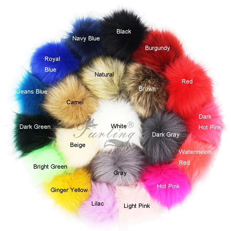 Color Chart of 10cm Faux Fox Fur 21 colors