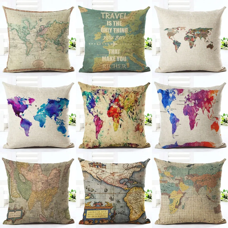 Vintage World Map Style Pattern Cushion Cover Cotton Linen Pillow Cover Cushion Cover Pillow Case Home Decor
Vintage World Map Style Pattern Cushion Cover Cotton Linen Pillow Cover Cushion Cover Pillow Case Home Decor