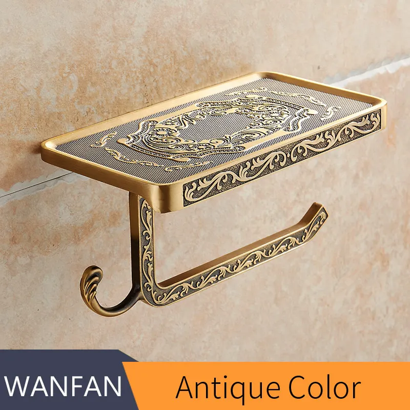 Bathroom Shelves Antique Carving Toilet Roll Paper Rack with Phone Shelf Wall Mounted Bathroom Paper Holder Hook Useful WF1018
Bathroom Shelves Antique Carving Toilet Roll Paper Rack with Phone Shelf Wall Mounted Bathroom Paper Holder Hook Useful WF1018