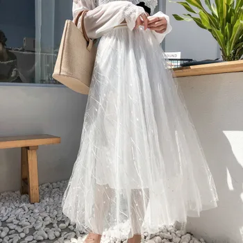 2019 Summer New Arrival Beading Mesh Faldas Largas Elegantes Hollowed Out Tulle Skirt High Waist Ladies Skirts clothes
2019 Summer New Arrival Beading Mesh Faldas Largas Elegantes Hollowed Out Tulle Skirt High Waist Ladies Skirts clothes