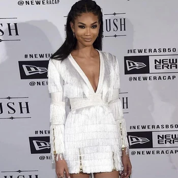Elegant White Tassel Party Dress Wedding Vestidos High Quality Long Sleeve Bodycon Deep V Neck Mini Sexy Autumn Dress Wholesale
Elegant White Tassel Party Dress Wedding Vestidos High Quality Long Sleeve Bodycon Deep V Neck Mini Sexy Autumn Dress Wholesale