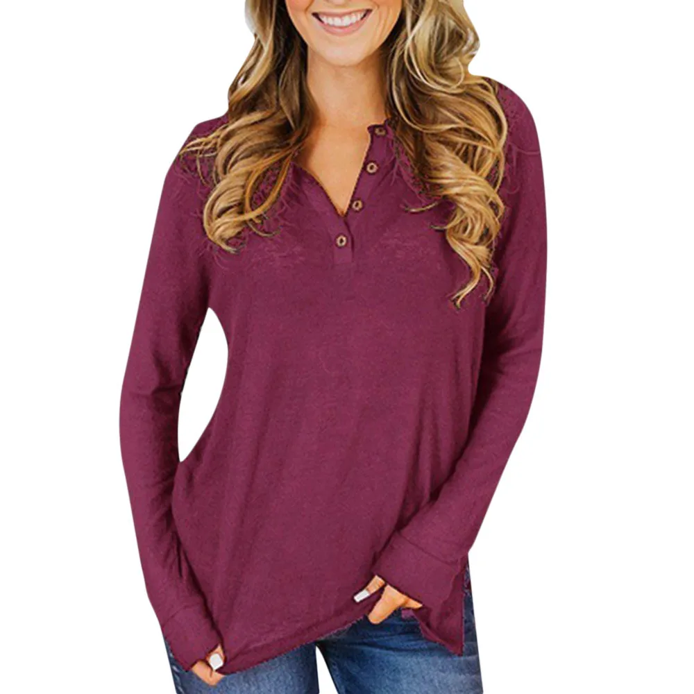 ladies tops Women Solid Button Up V-Neck Long Sleeve Irregular Hem T-Shirt Tops casual long sleeve shirt women
ladies tops Women Solid Button Up V-Neck Long Sleeve Irregular Hem T-Shirt Tops casual long sleeve shirt women
